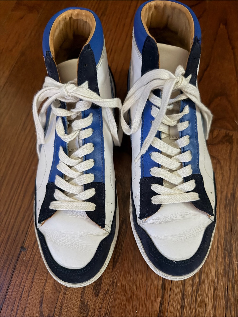 ALOHAS White, Blue & Black High-Top Sneakers